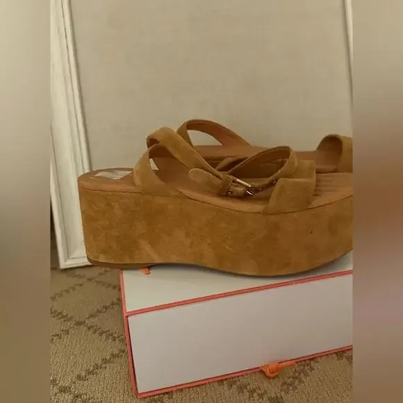 Chanel Brown Suede Platform Wedge Sandals 40 - Picture 2 of 9